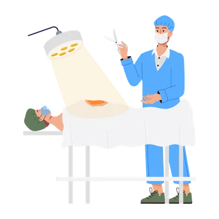 Male surgeon doing Surgery in operation theatre  Illustration