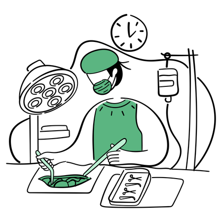 Male surgeon doing surgical operation  Illustration