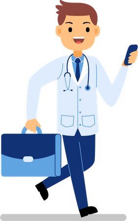 Male surgeon holding mobile  Illustration