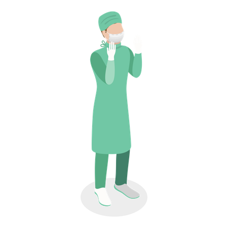 Male surgeon standing in medical costume  Illustration