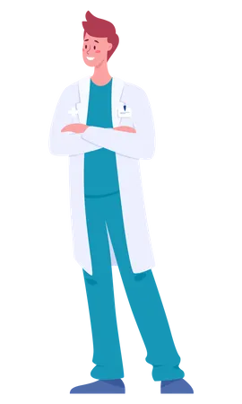 Male surgeon wearing white coat  Illustration