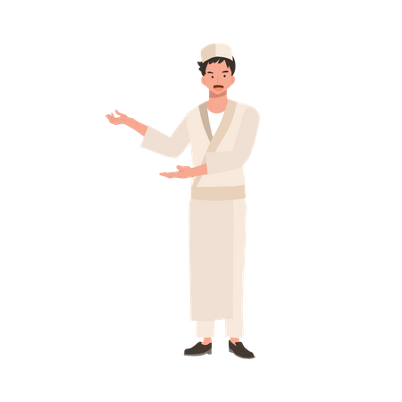 Male sushi chef saying Hi and introduce shop to customer  Illustration