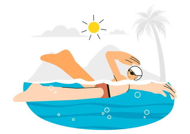 Male Swimmer enjoy swim in pool  Illustration