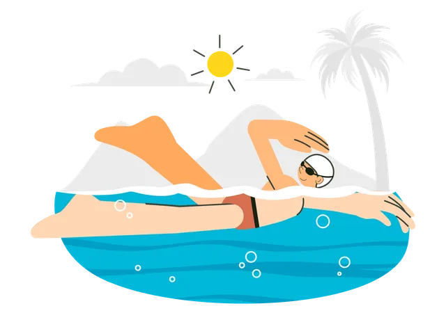 Male Swimmer enjoy swim in pool  Illustration