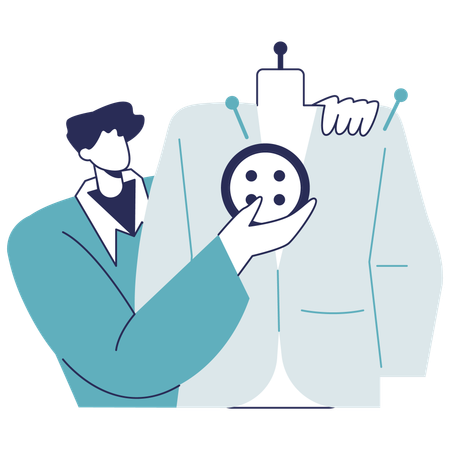 Male tailor stitching button  Illustration