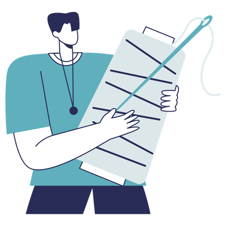 Male tailor with sewing thread  Illustration