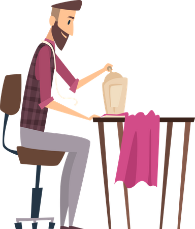 Male tailor working on sewing machine Illustration