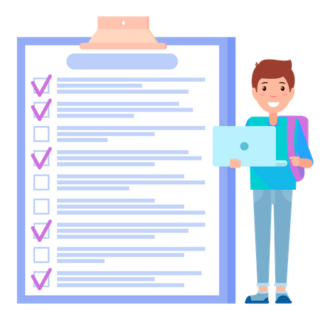 Male task planner program works with checklist Illustration