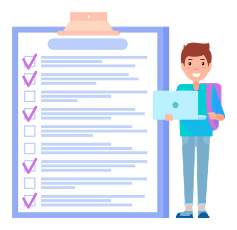 Male task planner program works with checklist  Illustration