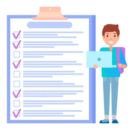 Male task planner program works with checklist  Illustration