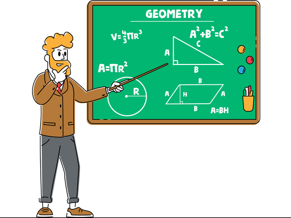 Male Teacher Explain Geometry Lesson Illustration