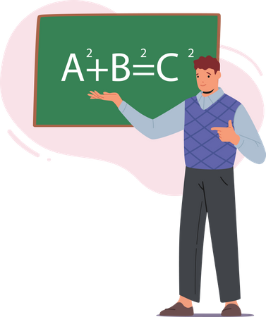 Male Teacher Explain Mathematics To Students  Illustration