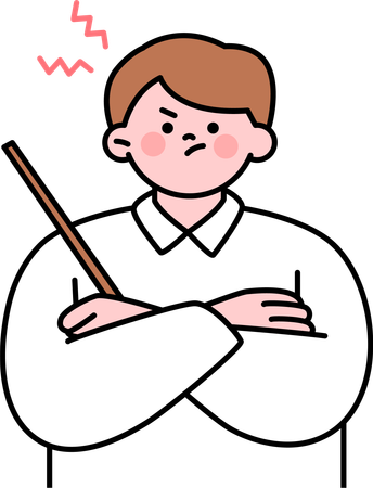 Male teacher feeling angry while holding stick  Illustration