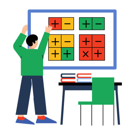 Male teacher giving lecture in maths class  Illustration