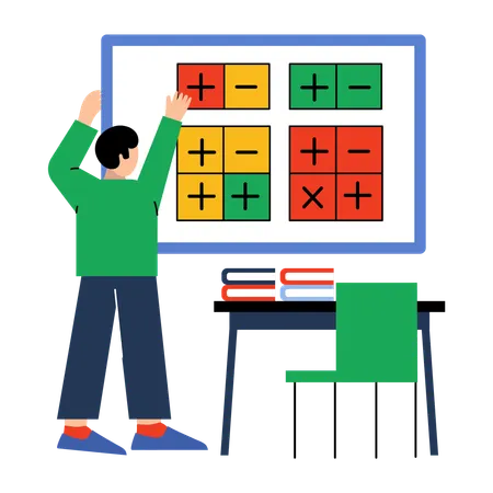 Male teacher giving lecture in maths class  Illustration