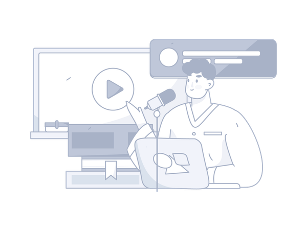 Male teacher giving Online lecture  Illustration