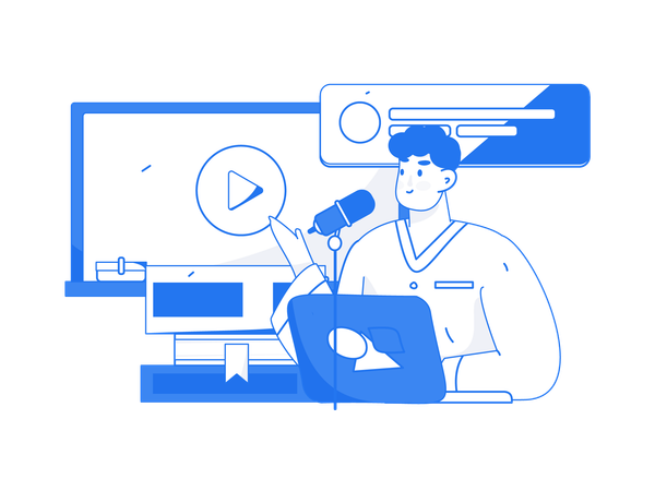 Male teacher giving Online lecture  Illustration