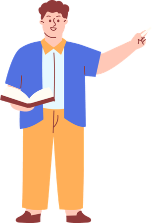 Male Teacher Hold Book and Teaching something  Illustration