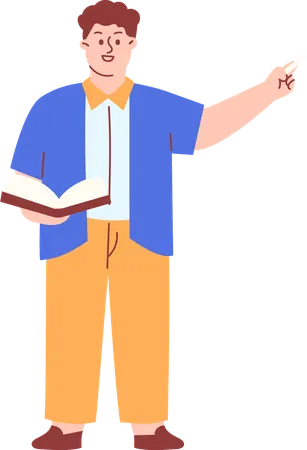 Male Teacher Hold Book and Teaching something  Illustration