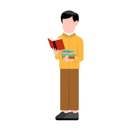 Male Teacher holding books  Illustration