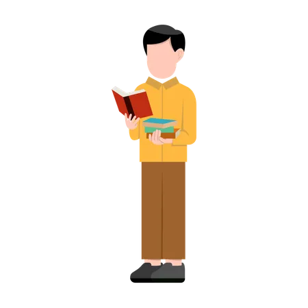 Male Teacher holding books  Illustration