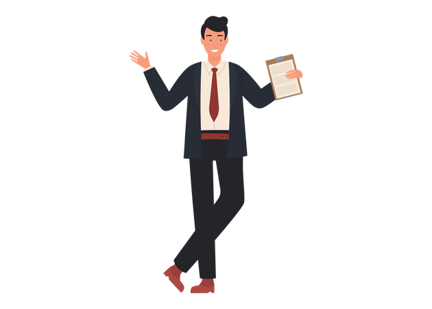 Male Teacher holding notes  Illustration