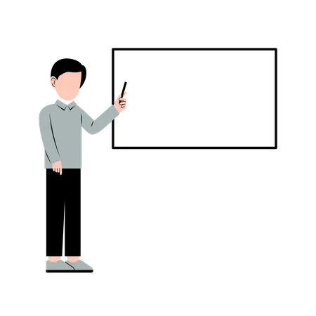 Male Teacher Teaching With Whiteboard Illustration