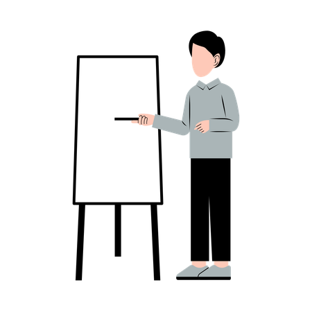 Male teacher is explaining on blackboard  Illustration