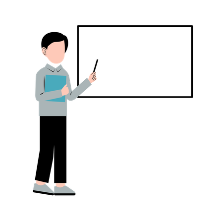 Male teacher is presenting on blackboard  Illustration