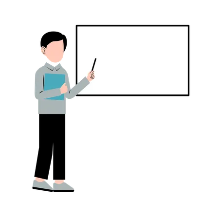 Male teacher is presenting on blackboard  Illustration