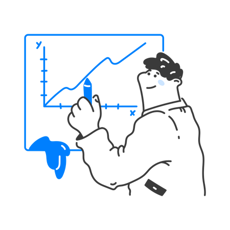 Male teacher is teaching analysis graph  Illustration