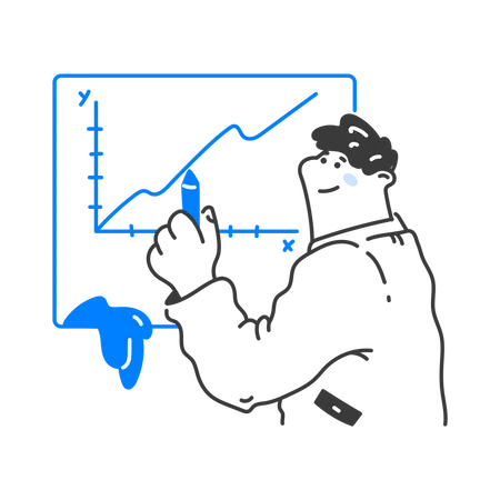 Male teacher is teaching analysis graph  Illustration