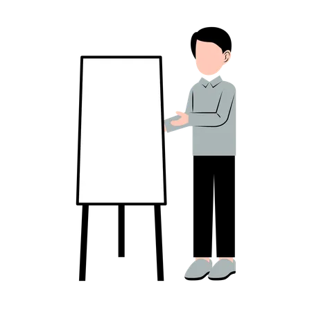 Male Teacher Teaching With Whiteboard Illustration