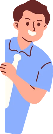 Male teacher peeking  Illustration