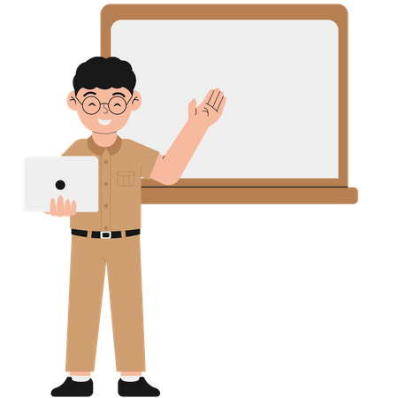 Male Teacher Presenting Lesson  Illustration