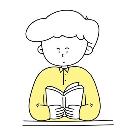 Male Teacher Reading Book Illustration In Minimalist Cartoon Design Illustration