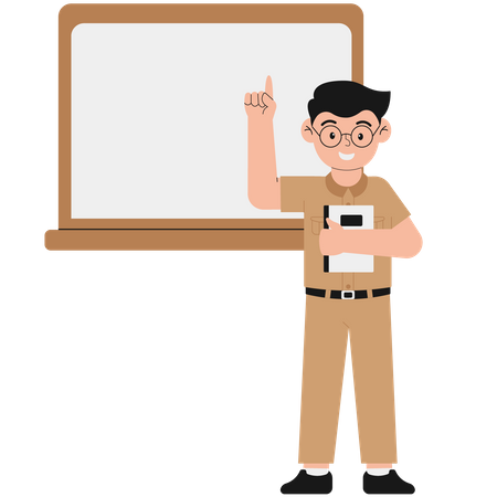 Male Teacher Ready to Start Lesson  Illustration