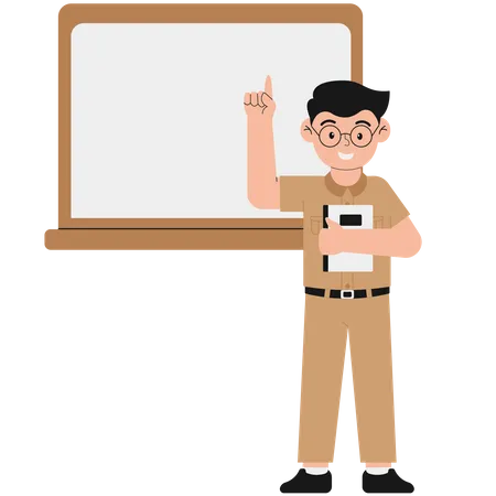 Male Teacher Ready to Start Lesson  Illustration