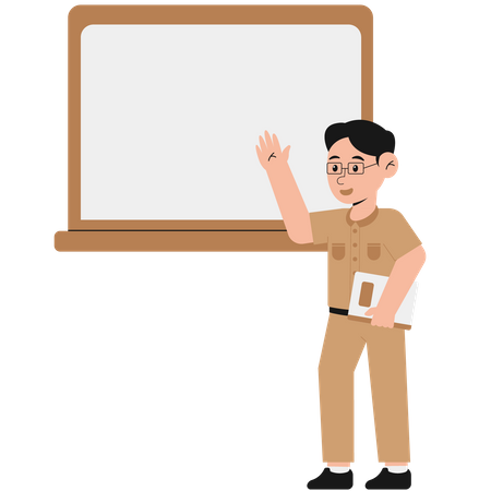 Male Teacher Saying Greeting  Illustration