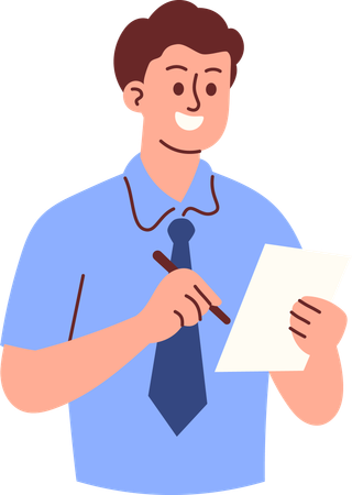 Male teacher taking notes  Illustration