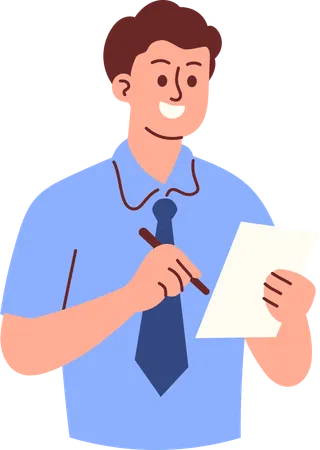 Male teacher taking notes  Illustration