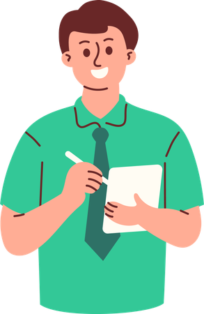 Male teacher taking notes  Illustration