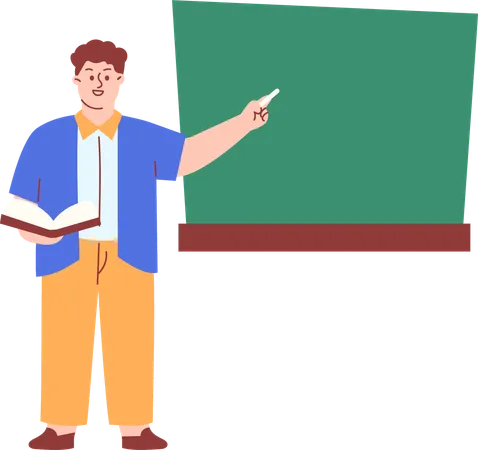 Male Teacher Teach at Class  Illustration