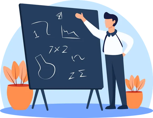 Male teacher teaching  Illustration