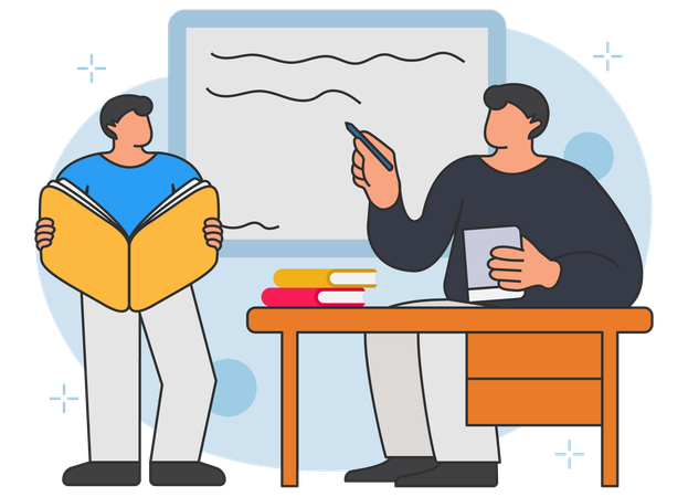 Male teacher teaching at classroom  Illustration