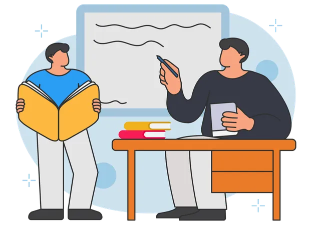 Male teacher teaching at classroom  Illustration