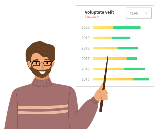 Male teacher teaching chart  Illustration