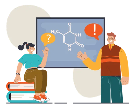 Male Teacher Teaching Chemistry  Illustration