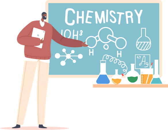 Male teacher teaching chemistry  Illustration