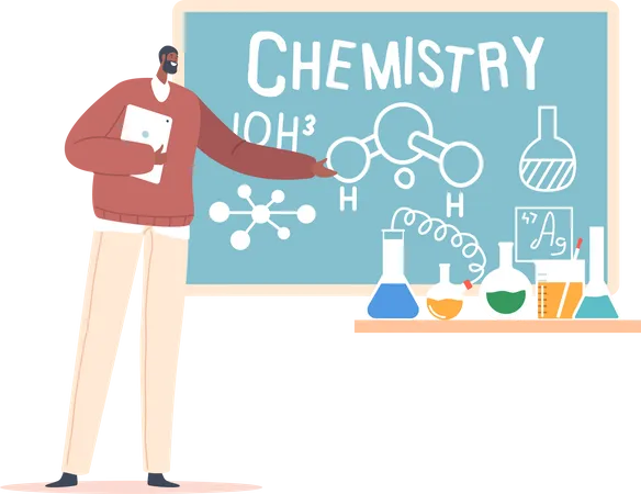 Male teacher teaching chemistry  Illustration